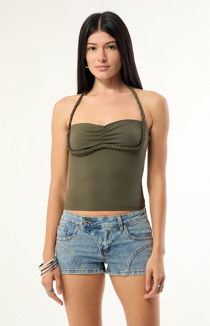 Edikted Sherri Braided Strap Halter Top