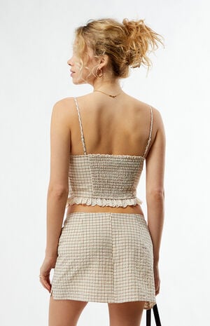 Georgia Plaid Lace Trim Tank Top image number 4