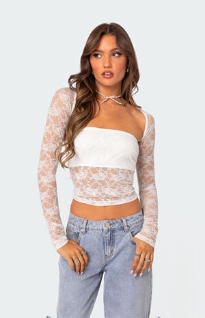 Addison Sheer Lace Two Piece Top image number 1