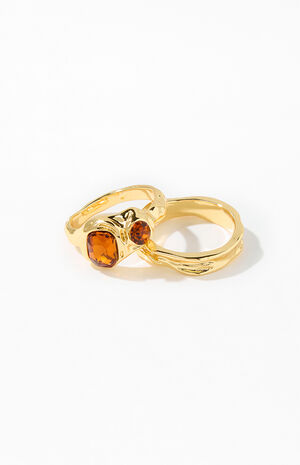 2 Pack Gold Gemstone Rings image number 1
