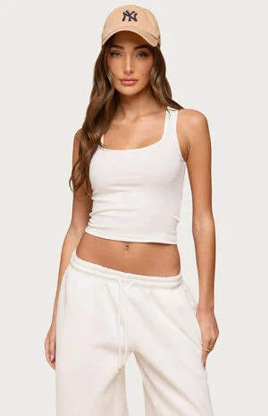 Linda Ribbed Scoop Neck Tank Top image number 1