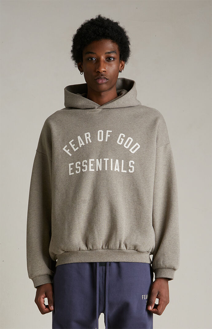 Fear of God Essentials Heather Grey Fleece Hoodie | PacSun