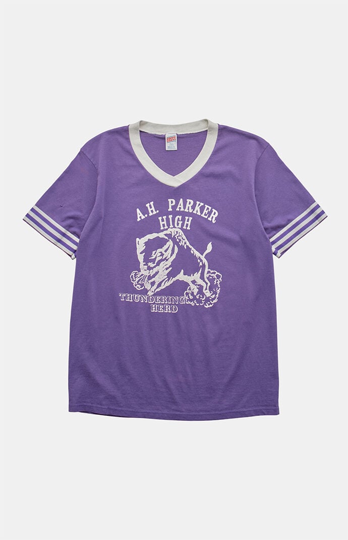 PS VINTAGE 2000s Thundering Herd Jersey V-neck Graphic T-Shirt