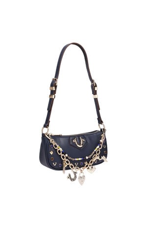 Navy Chain & Studs Shoulder Bag image number 2