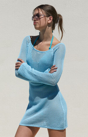 Elena Crochet Boat Neck Mini Dress image number 3