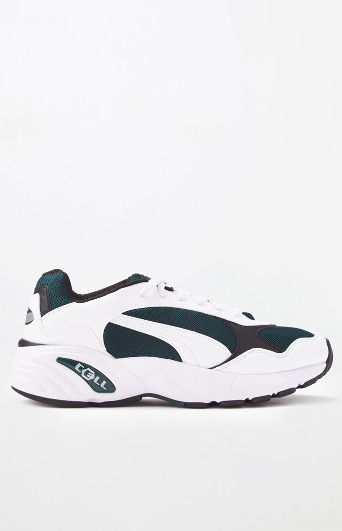 White & Green CELL Viper Shoes