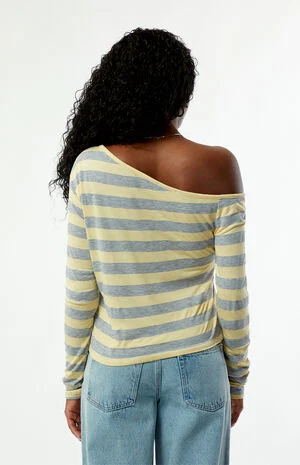 Olivia Striped Long Sleeve Off-The-Shoulder Top image number 4