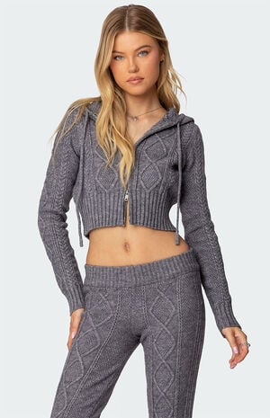 Ray Cable Knit Hooded Cardigan image number 1