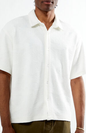 Cream Bran Short Sleeve Textured Shirt image number 2