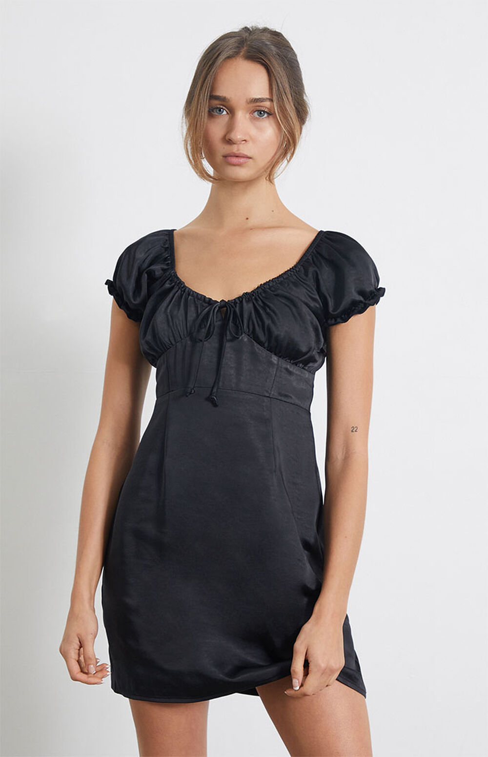 Heart Print Tie Shoulder A-Line Mini Dress main image 1
