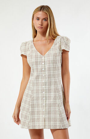Rumi Check Cap Sleeve Mini Dress image number 1