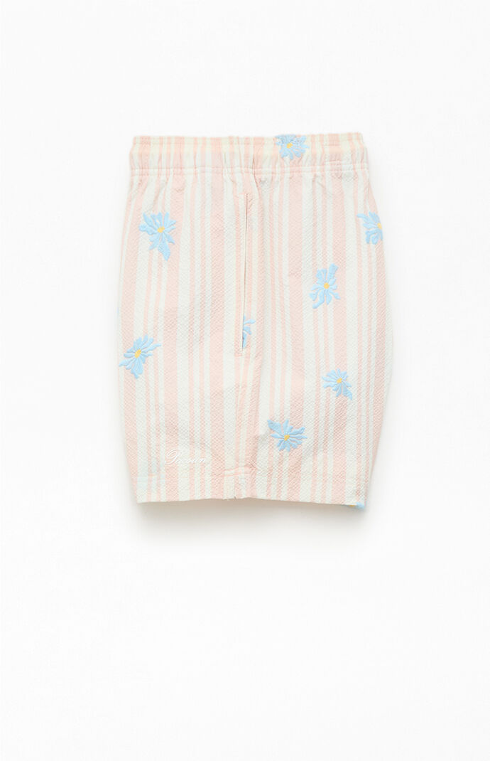 Pacsun Muted Garden Striped Seersucker 4.5" Swim Trunks