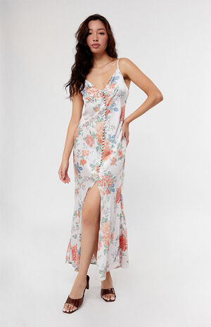 chinese dress ladies Simone Lavender Floral Tiered Midi Dress Small / Lavender main image 1
