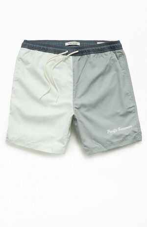 Gray Colorblock 17" Swim Trunks image number 1