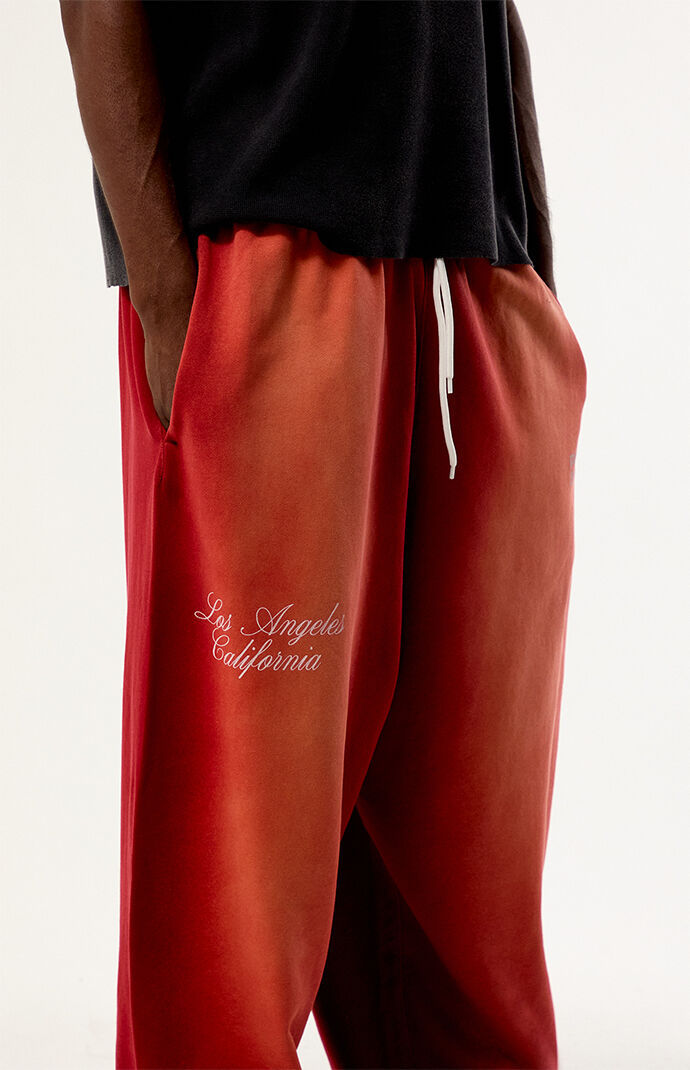 Pacsun Washed Red Terrain Wide Leg Sweatpants
