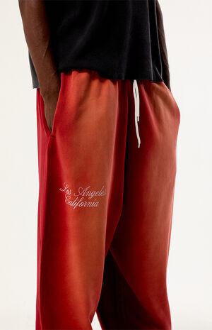 Washed Red Terrain Wide Leg Sweatpants image number 2