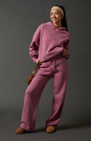 Solid Fleece Baggy Sweatpants image number 1