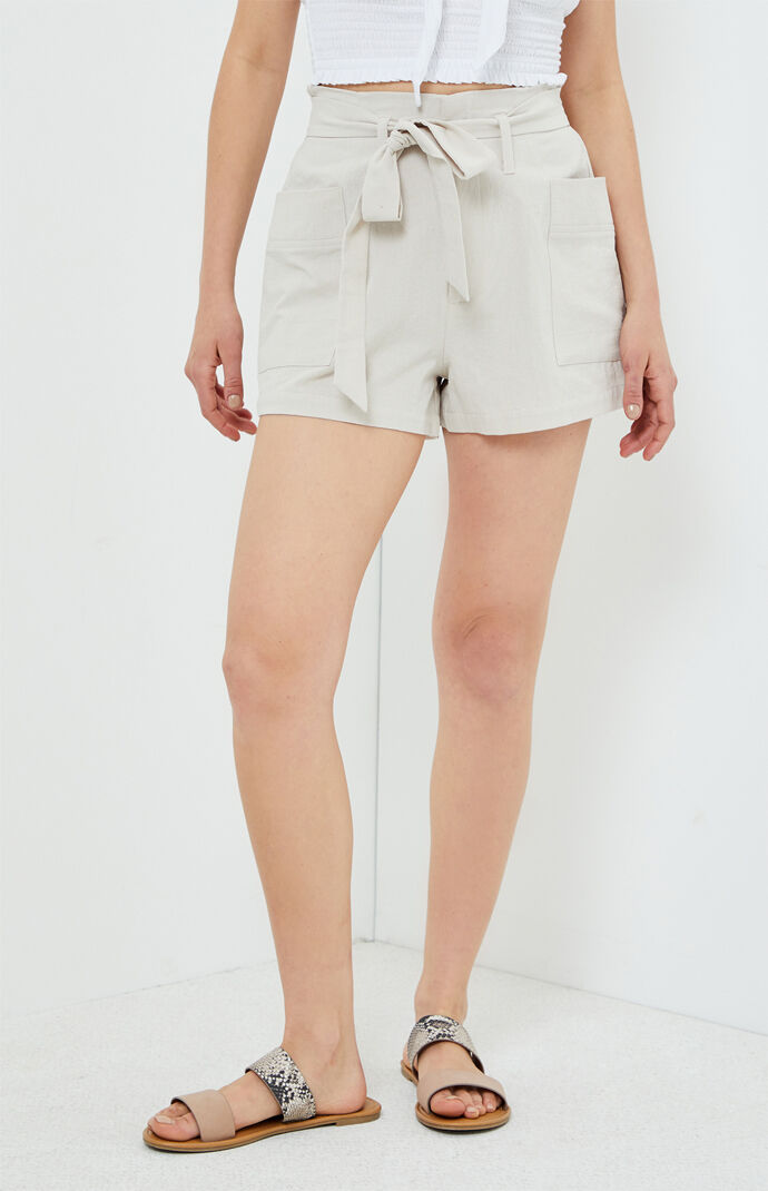 Tie Waist Paper Bag Shorts