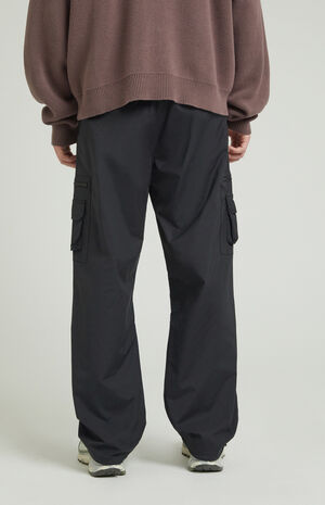 Black Nylon Baggy Cargo Pants image number 4