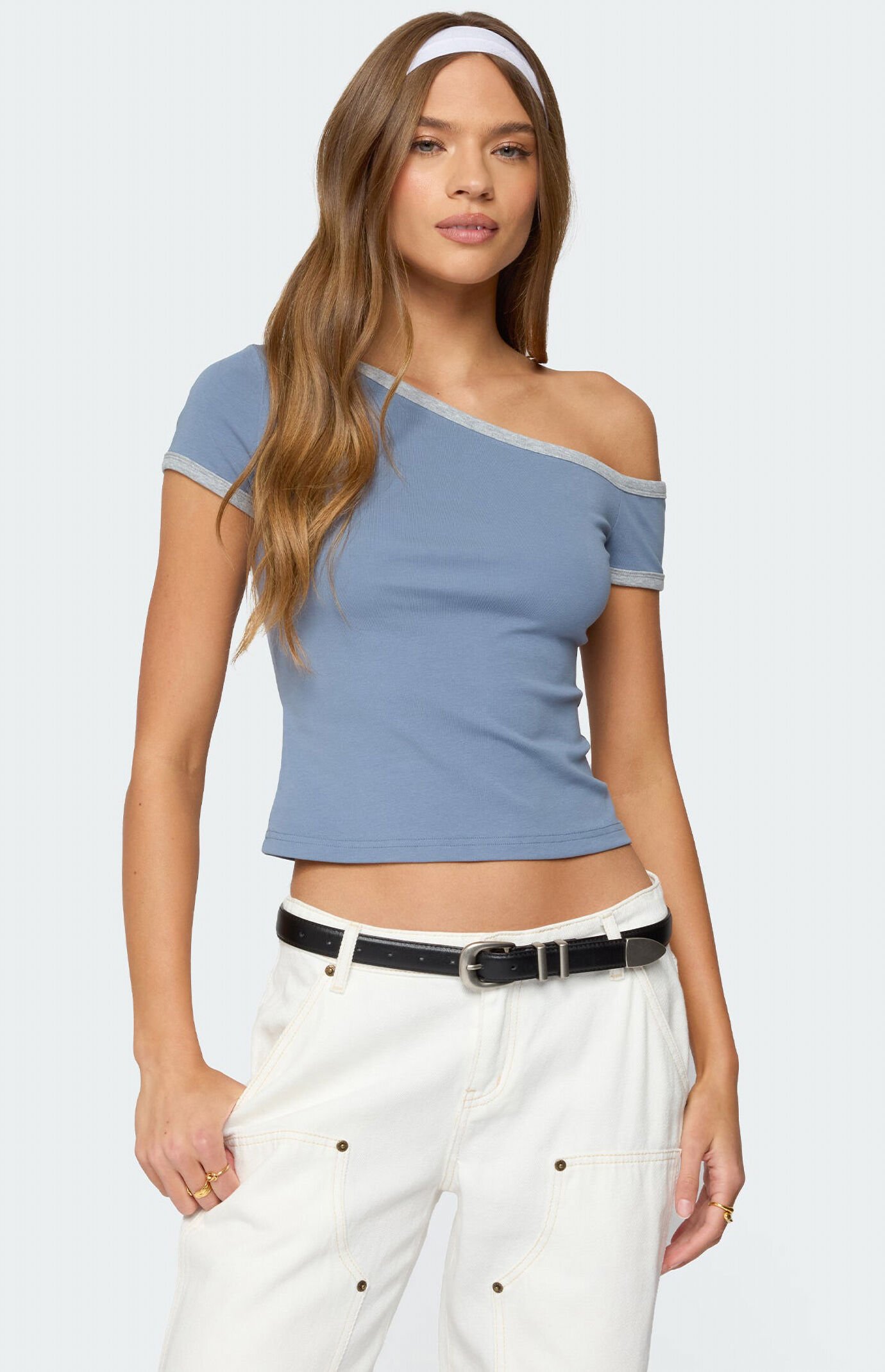 Edikted Lorna Contrast Off Shoulder Top