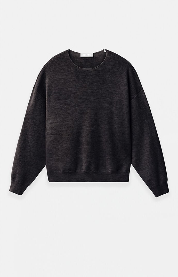 Fear of God ESSENTIALS Jet Black Merino Wool Crew Neck Sweater
