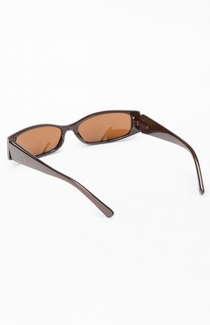 Brown Slim Plastic Square Sunglasses image number 2