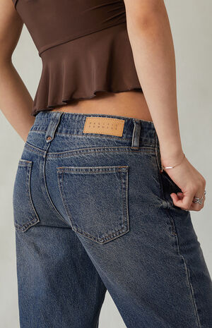 Charlie Low Rise Baggy Bootcut Jeans Double Button Dark Indigo image number 5