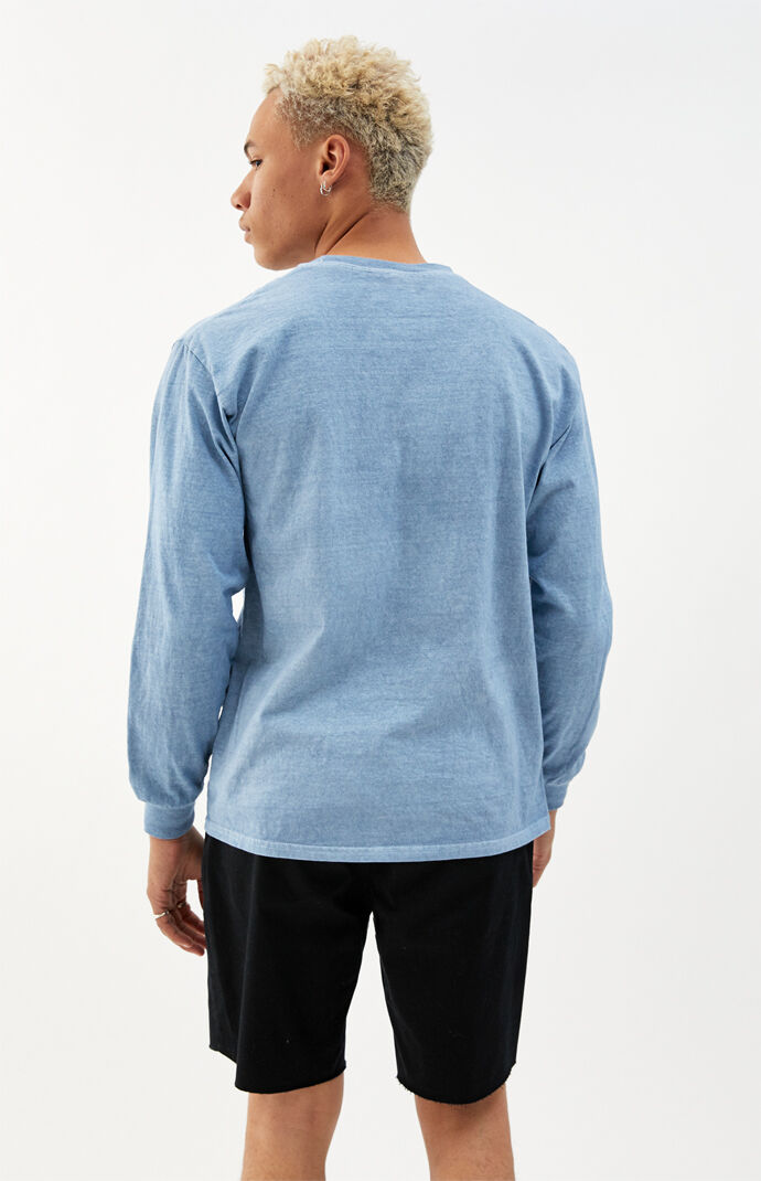 Blue Vintage Wash Pocket Long Sleeve T-Shirt