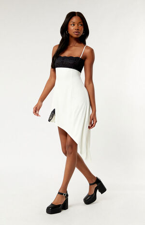 Lace Asymmetrical Slip Dress image number 1