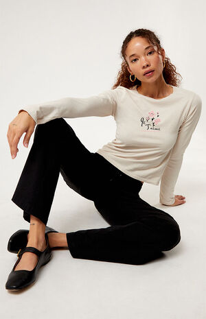 Je t'aime Watercolor Flower Long Sleeve T-Shirt image number 1