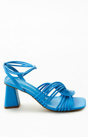 Women's Blue Strappy Heeled Sandals image number 1