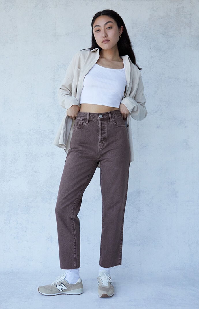 Eco Chocolate High Waisted Straight Leg Jeans