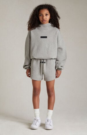 Essentials Dark Heather Oatmeal Running Sweat Shorts image number 5