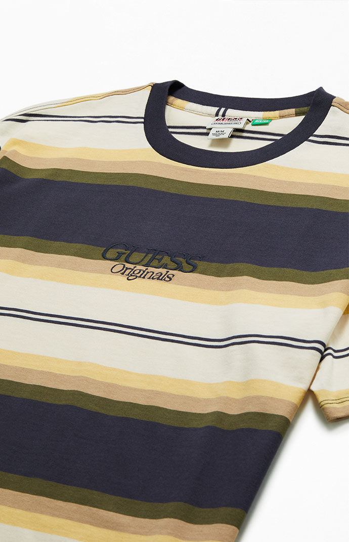 Guess originals striped tee yellow sales