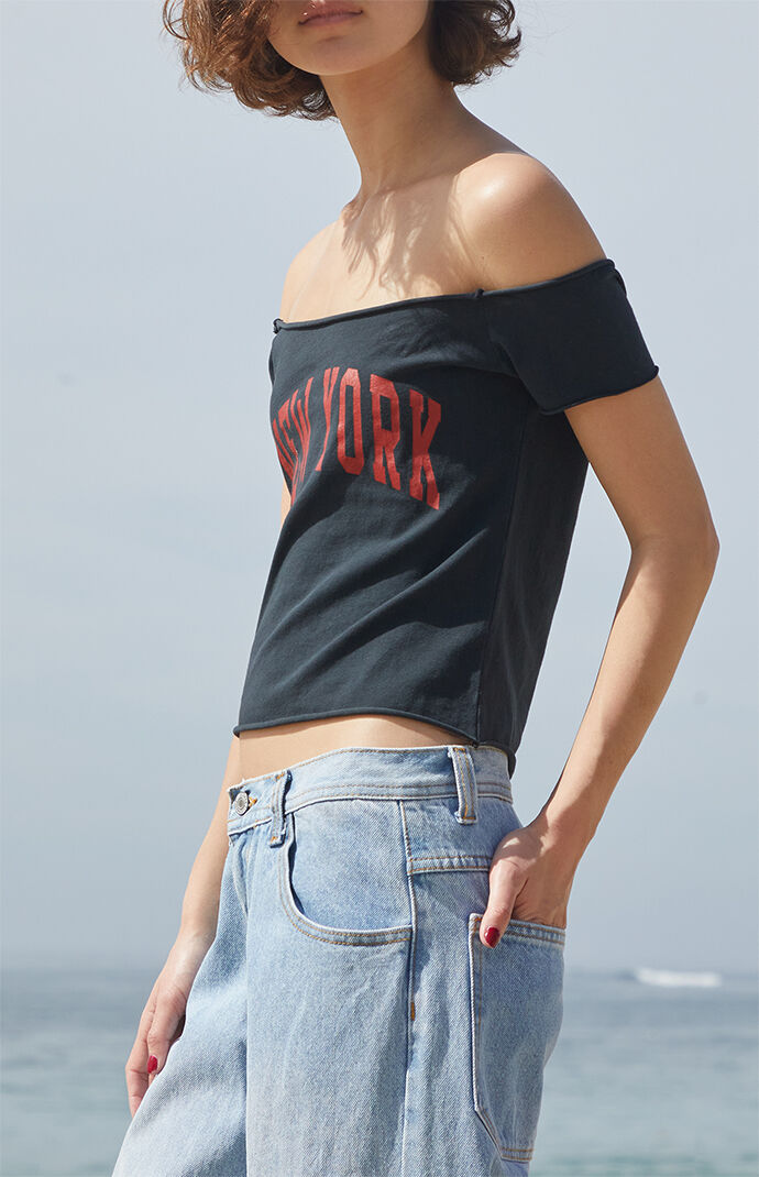 大特価 イラスト John Galt PacSun | Top Off-The-Shoulder York New Bonnie Black トップス