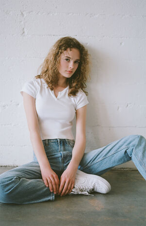 White Ashlyn Notched T-Shirt image number 6