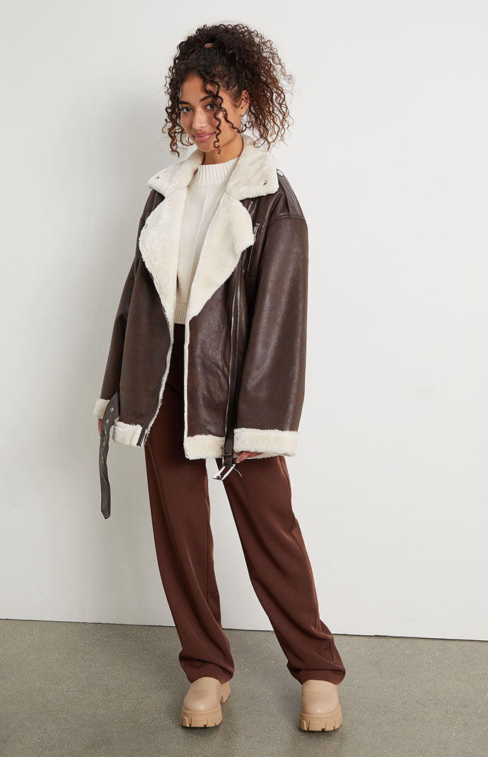 WEWOREWHAT Suede Faux Fur Trim Jacket | PacSun