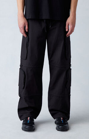 Canvas Black Baggy Cargo Pants image number 2