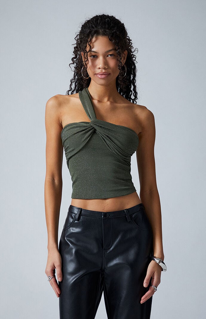 Third Charm Alisha Sparkle Asymmetrical Tank Top