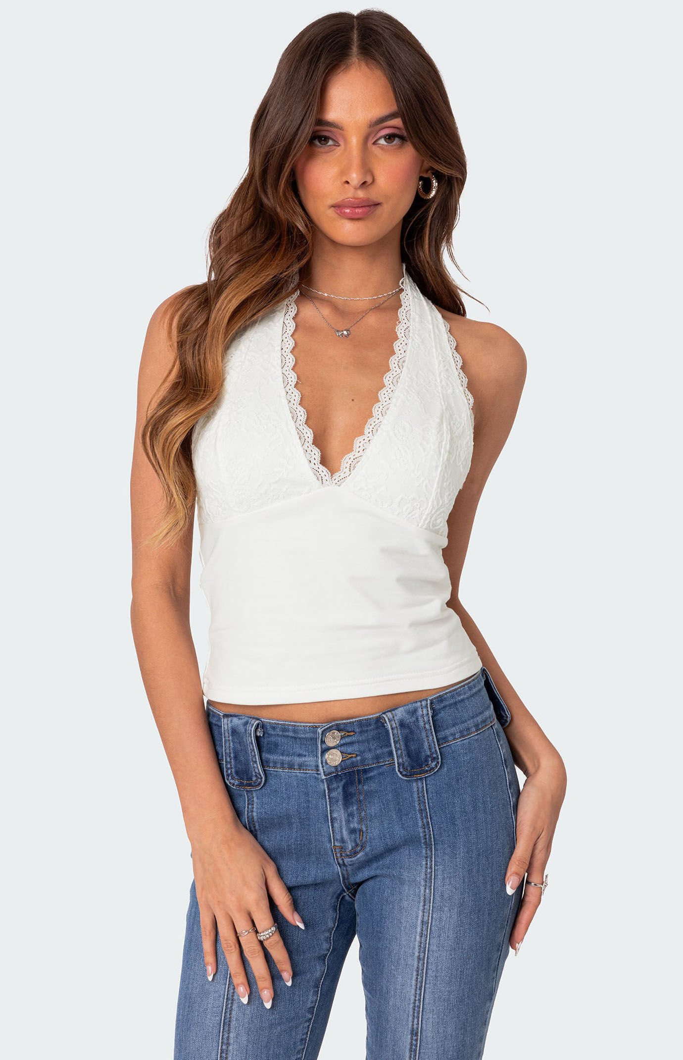 Homma Women's 2 Pack Crop Tops with Built-in Bra Halter Neck Basic Camisole Tops