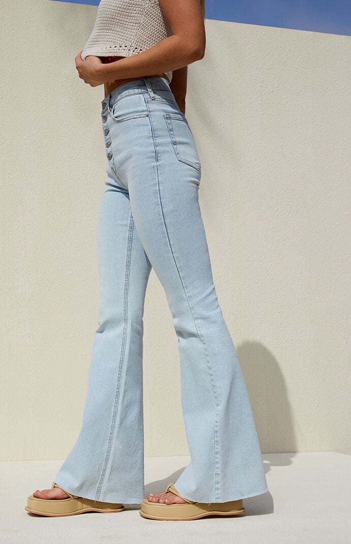 ёра × BIG JOHN flare jeans LIGHT BLUE Vintage Big John Blue Denim Flare Sz 30 Bootcut Jeans - Etsy