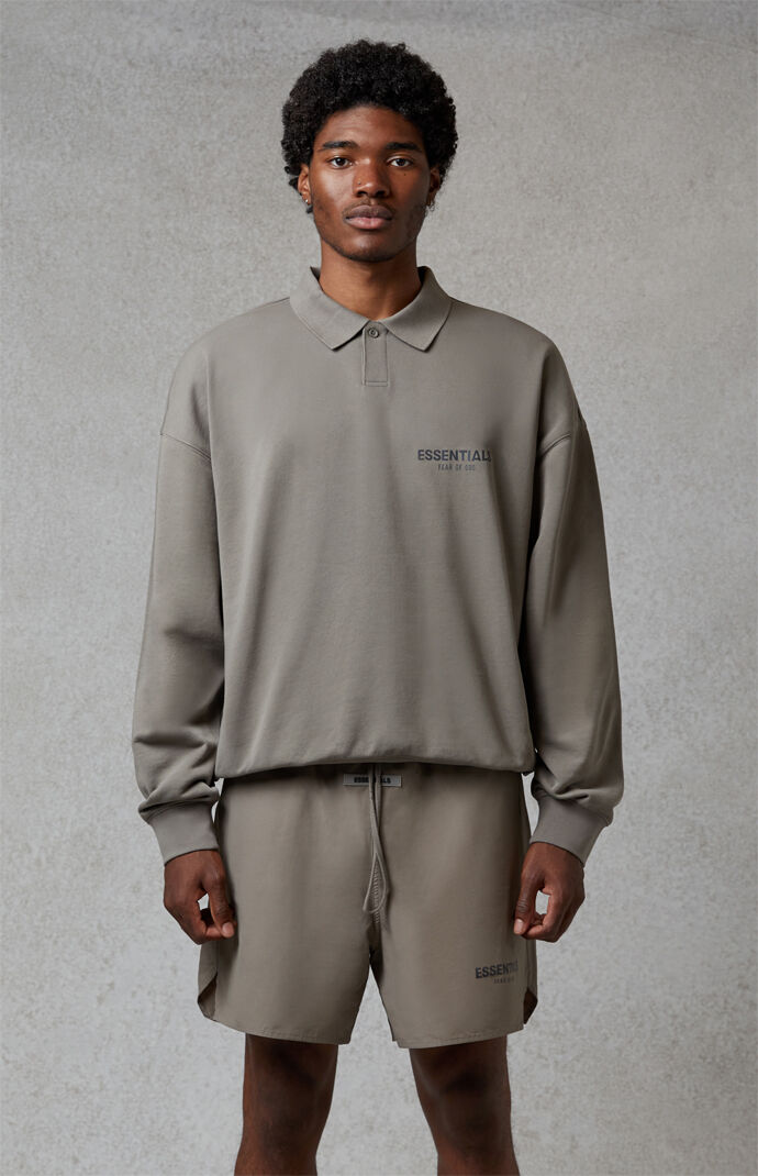 Fear Of God - FOG Essentials Cement Long Sleeve Polo Shirt | PacSun
