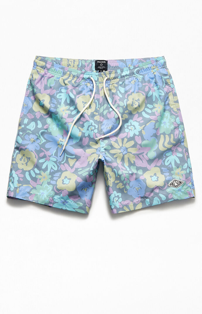 Womens Beach Shorts Flower Small Daisy Swim Trunk with Pockets