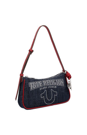 Bling Logo Red Denim Shoulder Bag image number 2