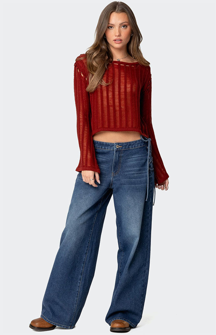 Edikted Sagir Sheer Ladder Knit Top | PacSun