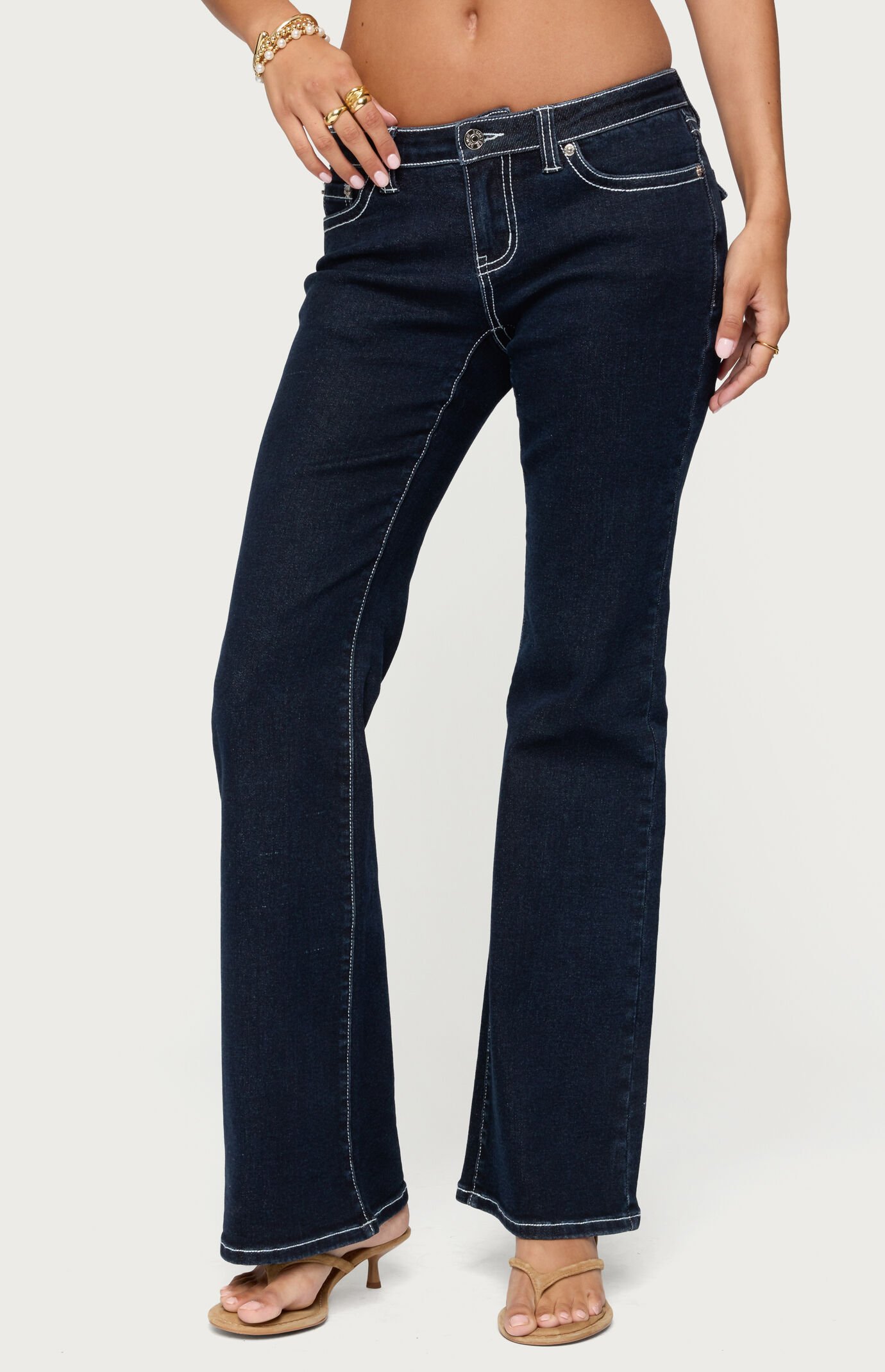Edikted Louis Contrast Low Rise Jeans