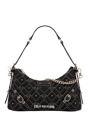 Studded Denim Chain Shoulder Bag image number 1