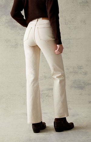 Cream Stretch High Waisted Bootcut Jeans image number 4