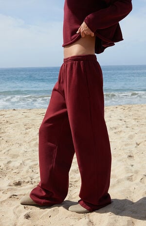 Burgundy Anastasia Baggy Sweatpants image number 2