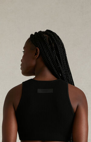 Women's Black Sport Sweater Knit Tank Top image number 5